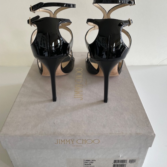 NEW - Jimmy Choo Lang Heels Sandals Black - Picture 3 of 9